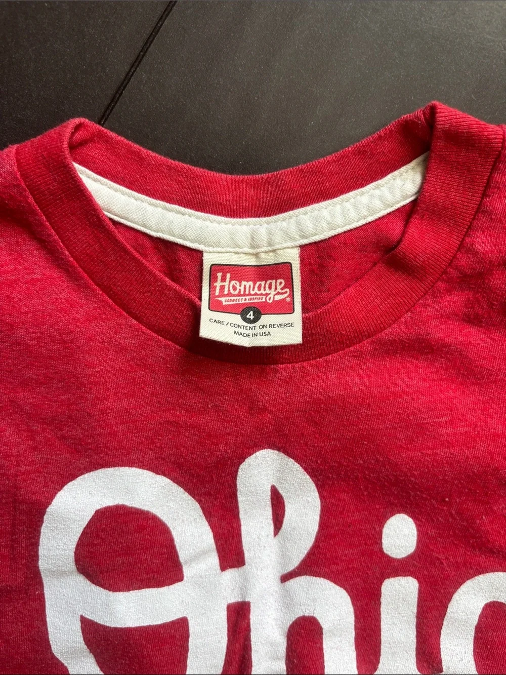 HOMAGE Red Kids' Ohio Script Tee